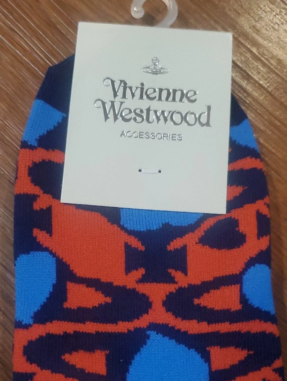 Vivienne Westwood Women’s No-Show Socks — Red, Blue & Yellow Patterned Trio
